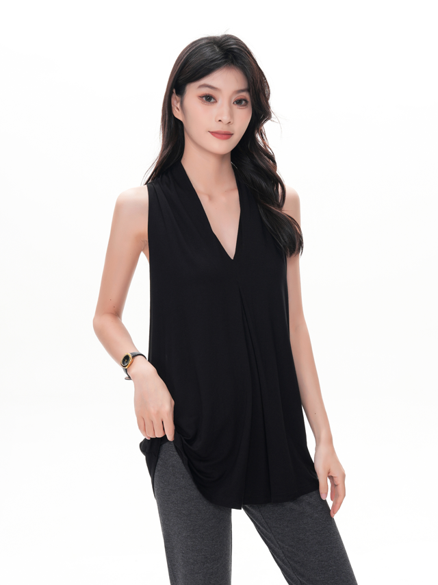 Classic Sleeveless Bamboo V-neck Women Top Smart Casual Classic Sleeveless Bamboo V-neck Women Top Smart Casual