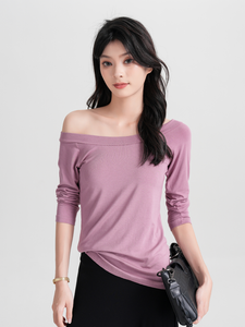 Bamboo Sabrina Neck Long Sleeve T-shirt