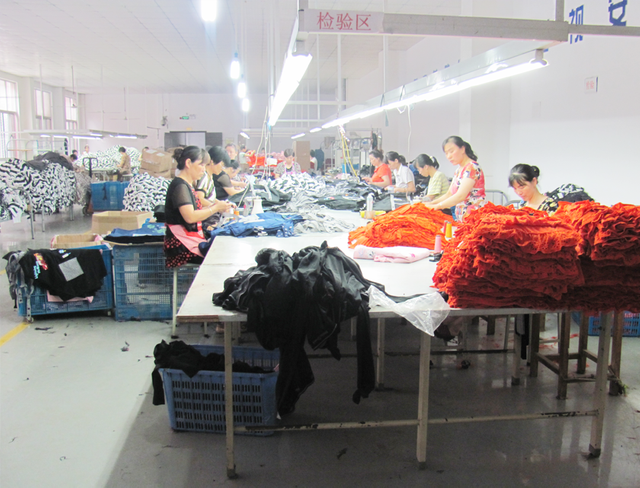 Manufacturing bamboo pants in garment factory