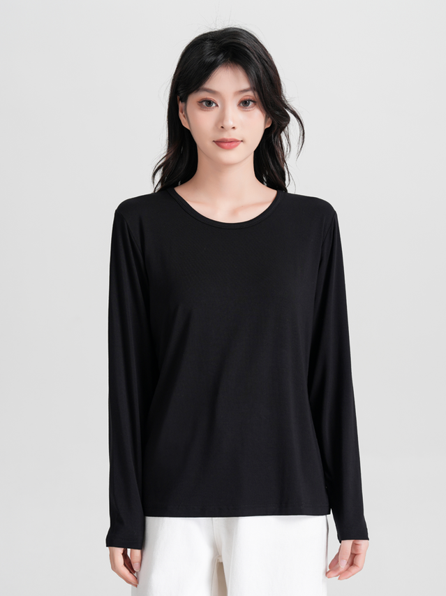 Bamboo Women's Round Neck Long Sleeve T-shirt